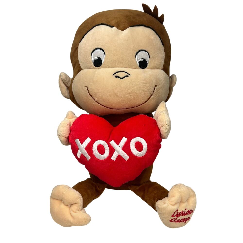 Curious George Valentine Plush Monkey Red XOXO Heart Soft 12" Plush
